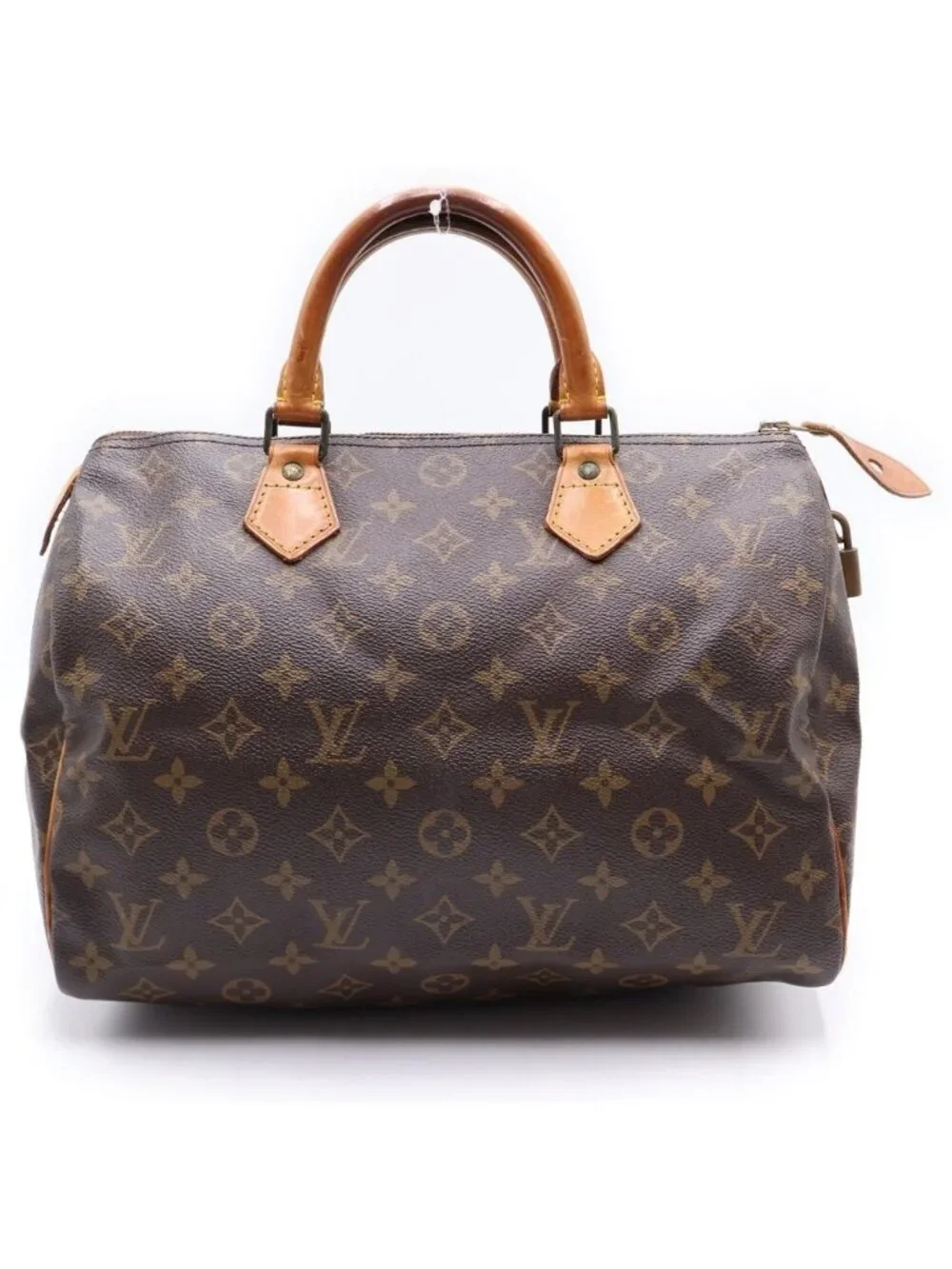 Louis Vuitton Monogram Speedy 25 Boston Bag Brown Leather Gold